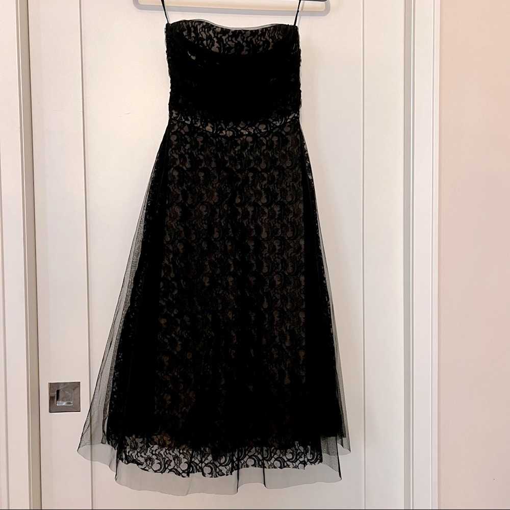 BCBGMaxazria Black Sleeveless Corset Lace Gown
